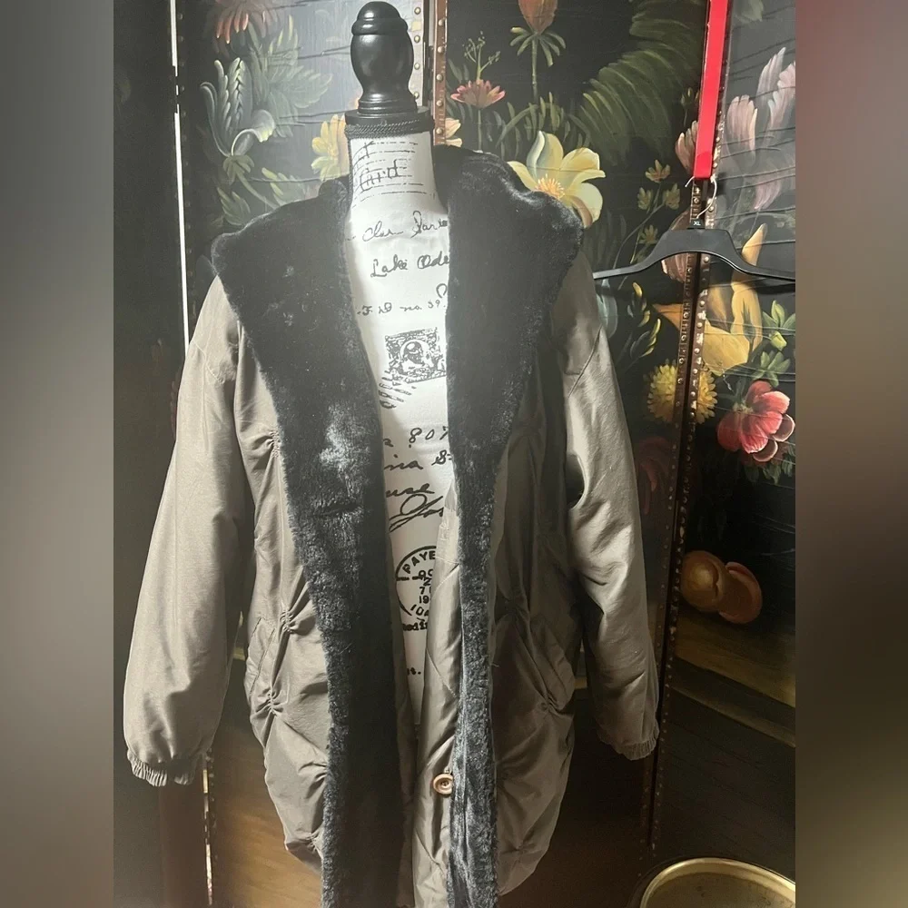 UTEX Vintage Down Filled Parka Puffer Coat taupe color